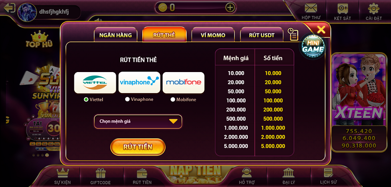 Rút/nạp nhanh chóng