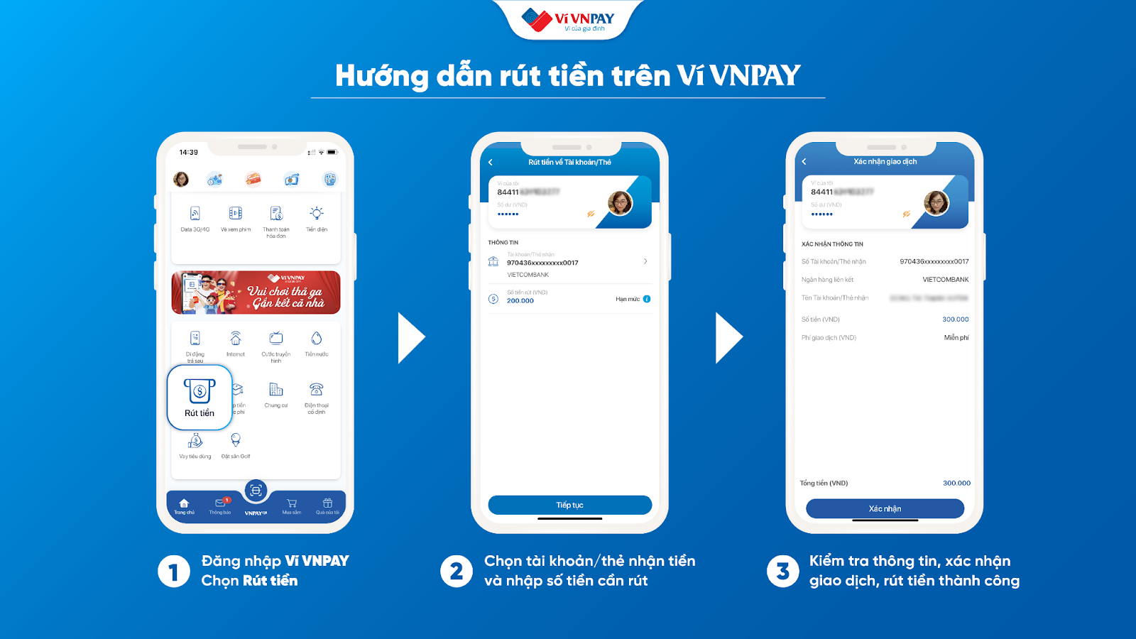 Hướng dẫn rút tiền cực đơn giản trên ví