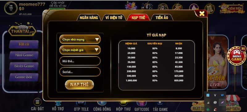 Hướng dẫn nạp tiền Thần Tài với thao tác đơn giản